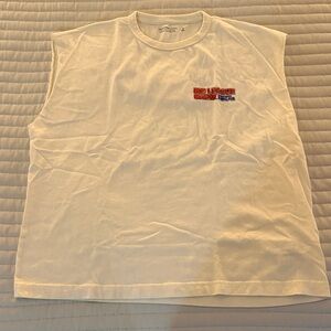 Abercrombie & Fitch White Tank Top with Red and Blue Logo